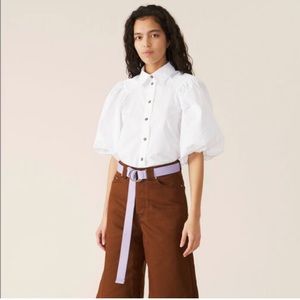 GANNI cotton poplin shirt in white Size 34